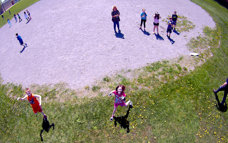 View of students from Aeropod