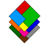 Icon for MultiSpec software depicting several overlaid multicolor square