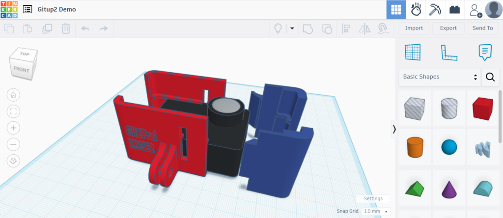 example of the layout of a 3D design in TinkerCad