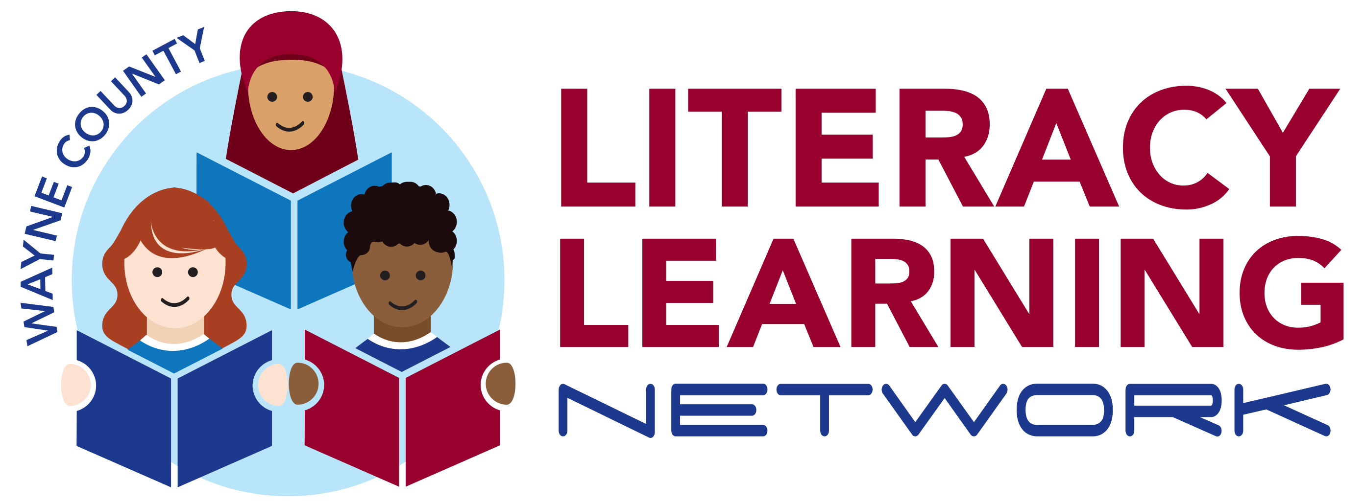 Literacy Learning Network logo with children reading books.