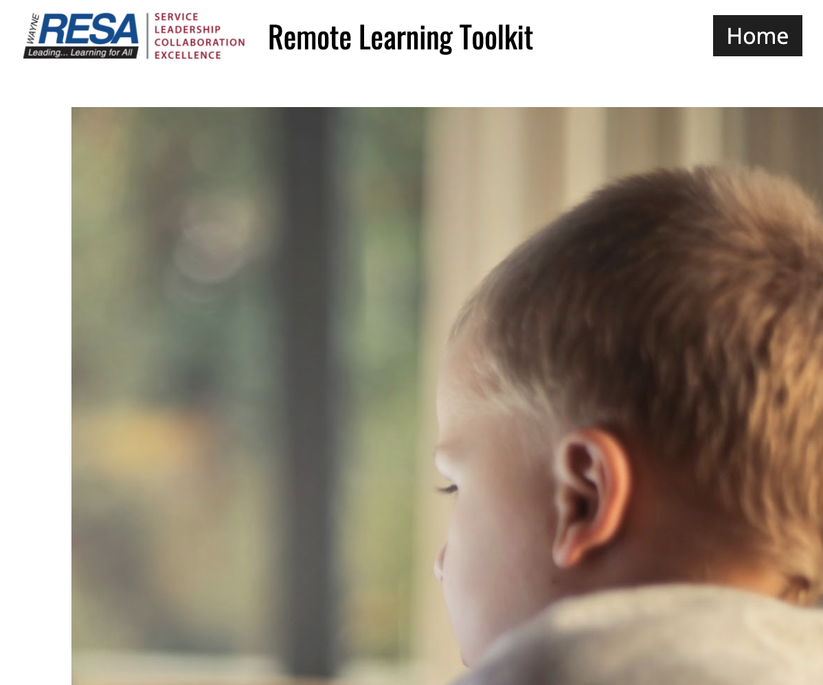 Image of the home page of the Wayne RESA Remote Learning Toolkit