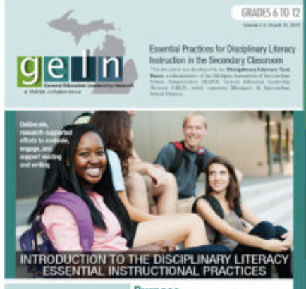 Cover image of the Disciplinary Literacy Essentials document for Grades 6-12