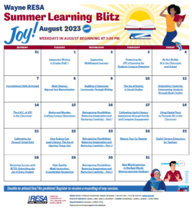 Image of the Summer Learning Blitz 2023 calendar