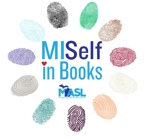 MiSelf in Books logo from the Michigan Association of School Librarians