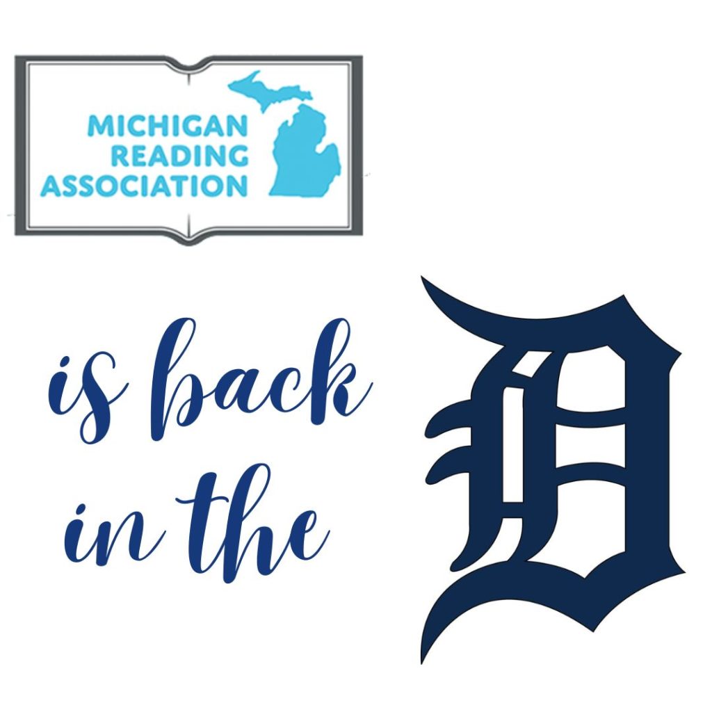 Image of the Michigan Reading Association logo with the Detroit old English D